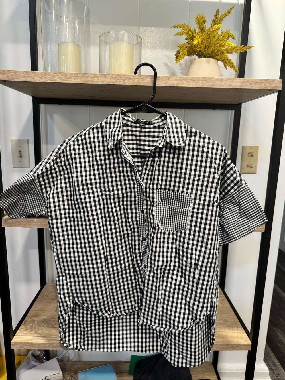 Madewell Black & White Gingham Short-Sleeve Button-Down